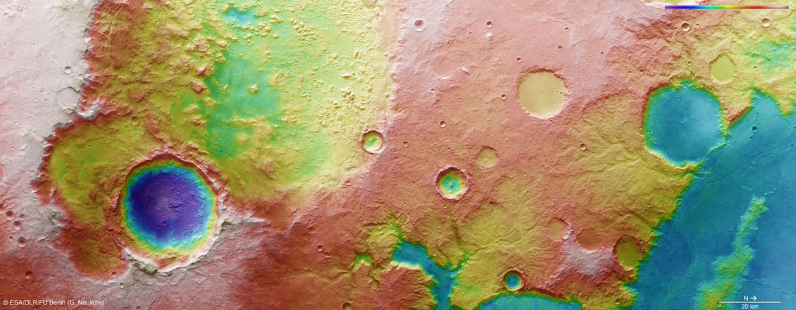 Topographical_view_of_Amenthes_Planum Amenthes Planum, Hesperia Planum, Mars, Mars Express.